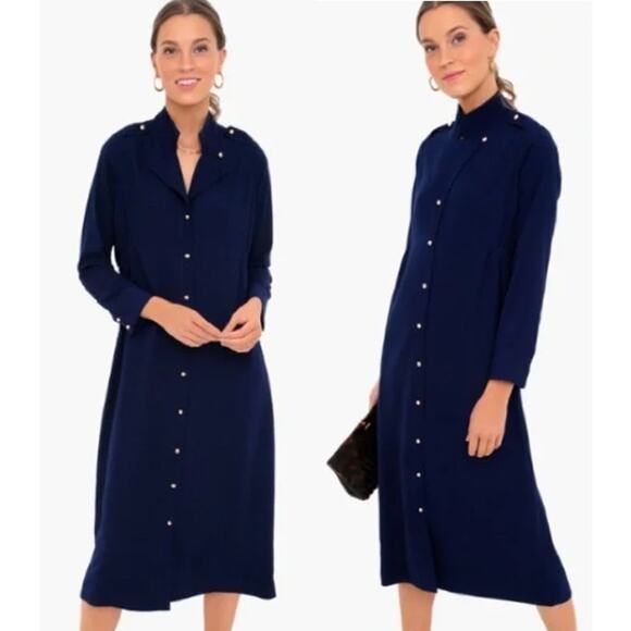 Pomander Place Dress Womens Small Blue Admiral Anderson Button Tuckernuck Blue - Picture 1 of 5